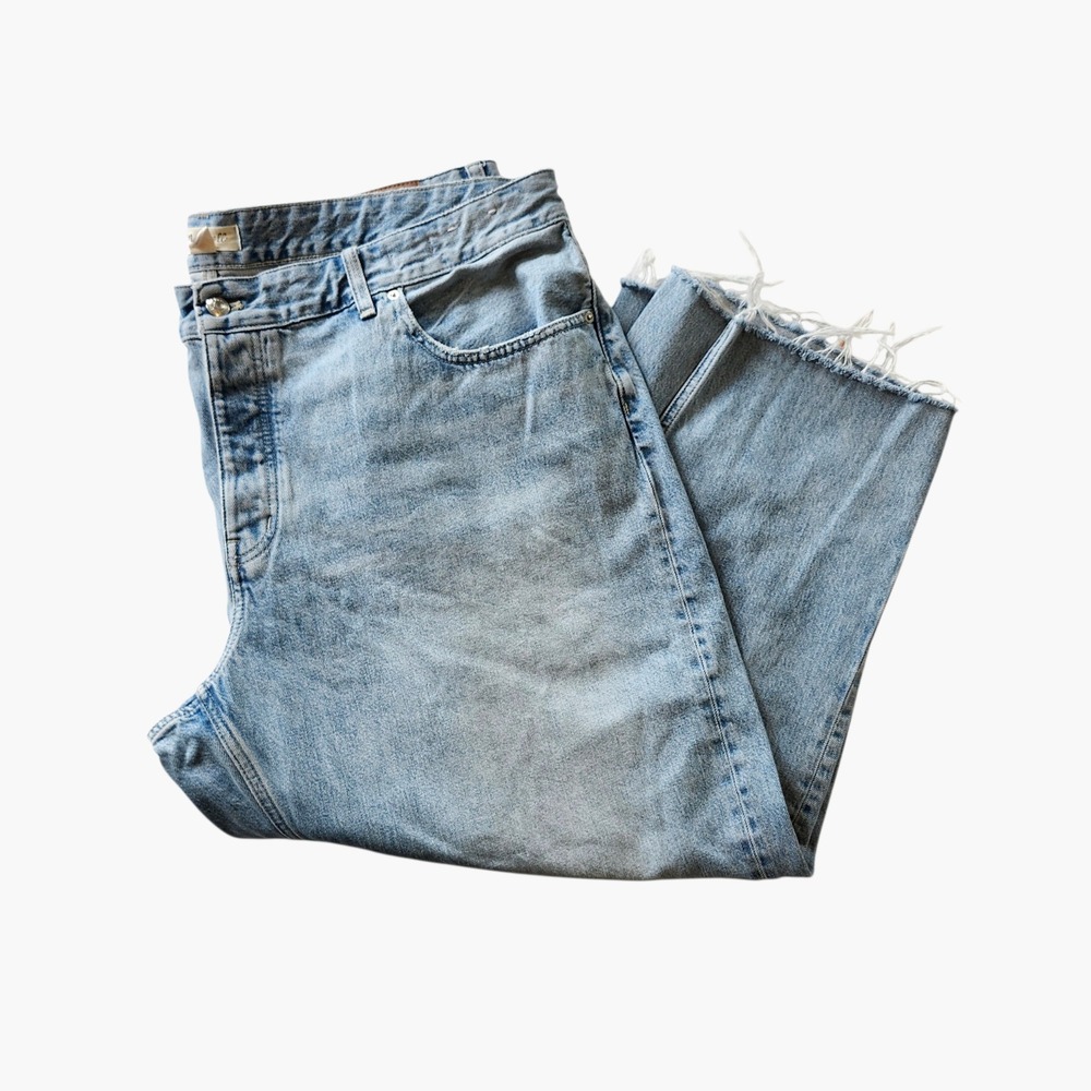 Madewell The Darted Barrel-Leg Jean Light Wash Denim Raw Hem Women's Plus sz 20W